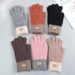 Rimiut Women Warm Thick Plush Knitted Gloves Touch Screen Men Women Fashion Autumn (New)