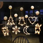 Christmas Sucker Lamp LED Lights Bell Snowman Star Holiday Window Decoration Battery Powered (New)