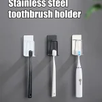 1 Piece Stainless Steel Toothbrush Wash Cup Holder, Home Perforation Free, Wall Mounted, Bathroom Shelf (New)