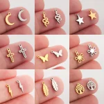 5 Pieces Batch of Stainless Steel Tree of Life Butterfly Charm Jewelry Accessories DIY (New)
