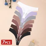 7 Set Ice Silk Seamless Women G String Panties Sexy Low Waist Thongs T Back Female Solid (New)