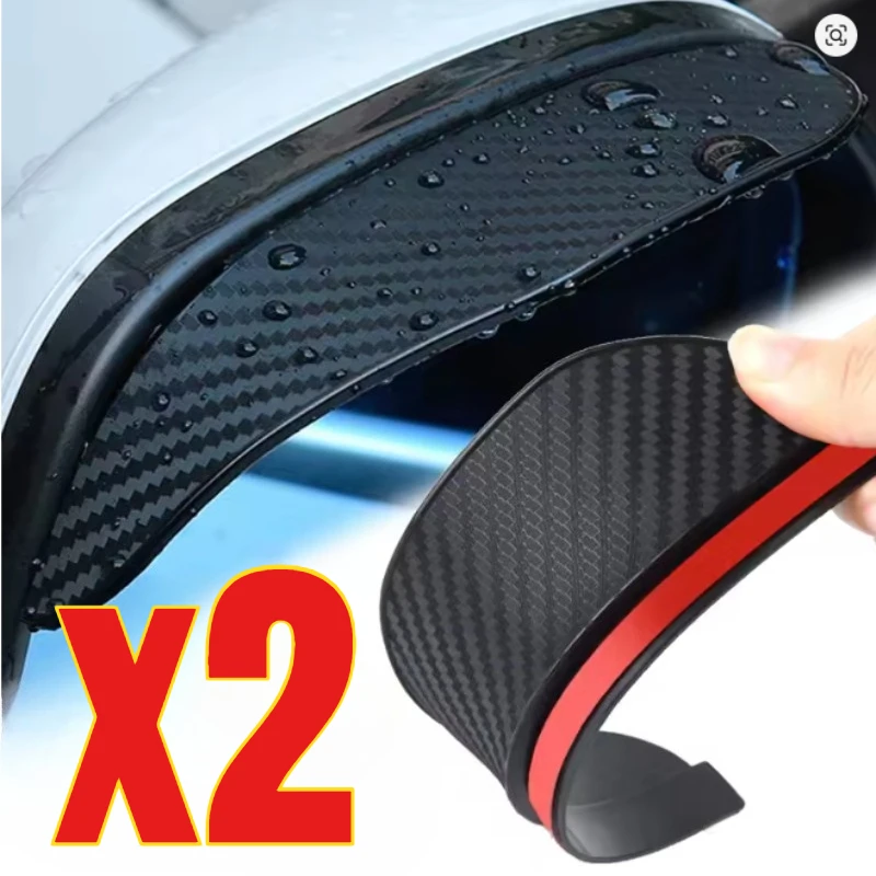 S2c39add1e1f64ea6aa470c9ff540ab78q 2 Car Rearview Mirror Rain Eyebrow Carbon Fiber Rain Shield Sun Shade Clear (New) - Image 1