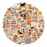 50 Bookish Autumn Graffiti Stickers Cartoon Cute Ghost Books Graffiti DIY Bookbook Notebook (New)