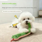 Interactive Snakeâ€‘Shape Pet Chew Toy, Biteâ€‘Resistant Plush Sound Toy Teethâ€‘Cleaning for Kittens Puppies (New)