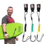 130cm Surfboard Surfing Safety Rope Hook and Loop Single Wrap Strap Coiled Bodyboarding Leash (New)