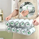1 2Tier Soda Can Dispenser for Refrigerator Stackable Drink Organizer for Fridge, Clear Plastic (New)