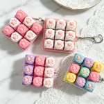 Keyboard Fidget Toys Crystal Keycap Keychain Stress Relief Fingertip Gadget Decompression Toys Clicker (New)