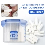 100 box Disposable Lip Tattoo Skin Stretching Cotton Stick With Box Semi Permanent Makeup Lip (New)