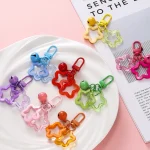 1 Acrylic Star Keychains with Small Bell Shaped Hollow Pentagram Pendants for Gift (New)