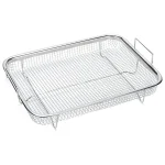 Stainless Steel Oil Drip Tray & Drain Basket Set, Long Rectangular Plate with (New)