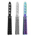 Beginner Butterfly Knife CSGO Balisong Trainer Stainless Steel Pocket Four Hole Practice Knife Training (New)