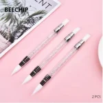 Beechip 2 Double Head Silicone Nail Art Pen Carving Flower Sculpting Pen Adjustable (New)