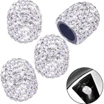 4 Crystal Car Tire Valve Caps Diamond Shining Dust proof Wheel Valve Cover Vehicle (New)