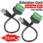 RJ45 Male To 8 Pins Solderless Extension Cable Screw Terminal (New)