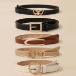 5 set Trendy Buckle Belts Vintage Solid Color PU Leather Belt Casual Jeans Pants (New)