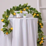 Artificial Lemon Wreath with Green Plants Home Door Wall Cover Wedding Holiday Party (New)