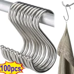 Stainless Steel S Shape Hooks Multi function Hanging Hook for Clothes Bags Towels Home Kitchen (New)