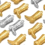 5 lot Stainless Steel Long Boot Charms Vintage West Cowboy Pendants Bulk for DIY (New)