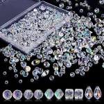 300 Mixed Sizes Crystal Rondelle Light AB Gems Loose Beads Clear Crystal Glass (New)