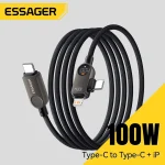 Essager 2-in-1 USB-C Cable 90-Degree Angle Digital Display Type-C to (New)
