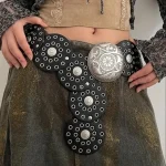Women belt Spice Girl Y2K Harajuku Style Vintage Rivet Patchwork Design Wide Belts (New)