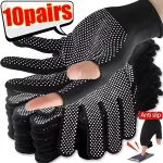 Touchscreen Nylon Gloves for Men Women Non slip Breathable Half Finger Gloves for Summer (New)