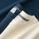 Mens Summer Waffle Round Neck Short Sleeve T Shirt Comfortable Breathable Short Sleeved Top (New)