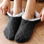 Womens Warm Solid Color Floor Socks Non Slip Plush Knitted Coral Fleece Socks (New)
