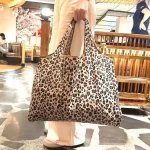 Large Capacity Leopard Print Hand Shopping Bag Womens Daily Folding Handbag (New)