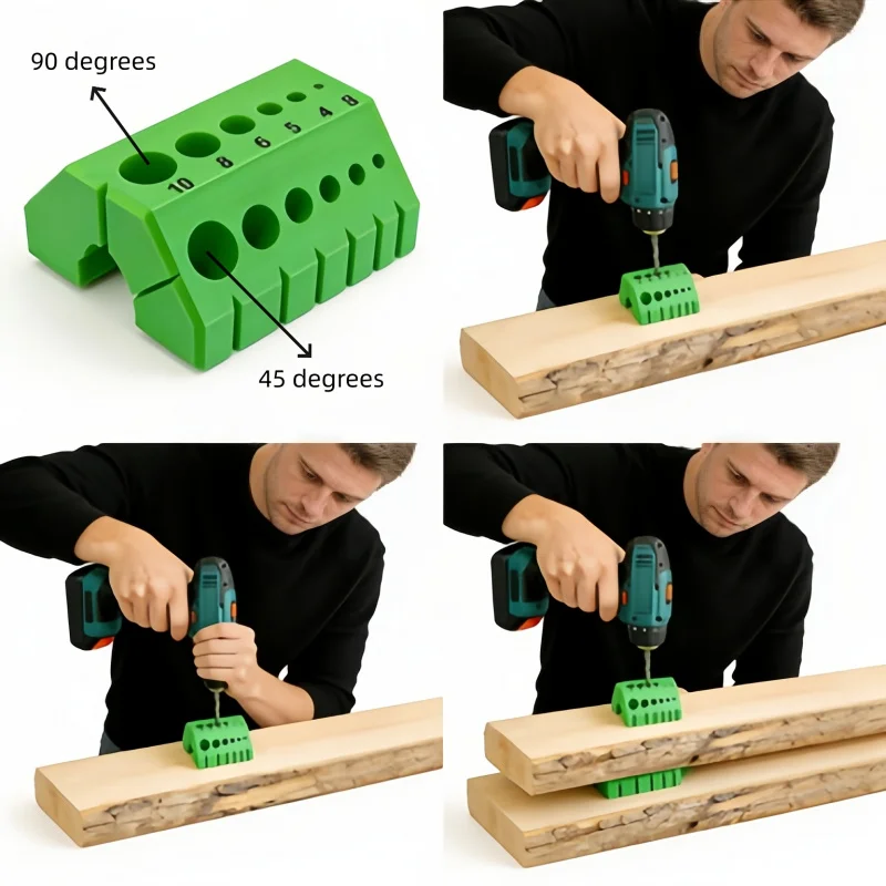S37e52d24b5724e3a8d796114bcd40706T Portable 45° 90° Angle Drill Jig Precision Guide With Numerical Scale For Electric (New) - Image 1