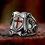 Vintage Knights Templar Cross Shield Rings For Men Gothic Punk 316L Stainless Steel (New)