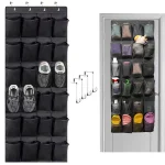 Over the Door Shoe Organizer, 24 Large Breathable Mesh Pockets, Space Saving Hanging (New)