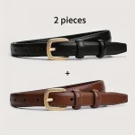 2 pack Casual Fashion Belt with Simple and High end Feel, Needle Buckle Double Loop (New)