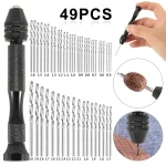49 0.2 3.4mm Hand Drill Set Mini Aluminum Hand Drill Bit Jewelry Craft Hand (New)