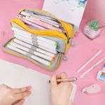 extra large capacity portable pencil case, simple aesthetics lightweight and durable, ideal (New)