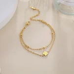 Skyrim Foot Chain of Women Men Silver Color Four leaf Clover Stainless Steel Anklet (New)