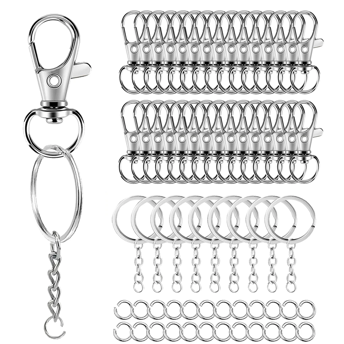 S396267e220984e56b805637e5f7051f54 46315 sets rotary clasp hook Metal spring chain keychain Lobster clasp Open keychain (New) - Image 1