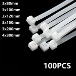100 White Self Locking Nylon Industrial Cable Tie 1.99mm X 80 100 120 150 200 mm 2.7mm X (New)