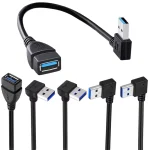 USB 3 A Male to Female Extension Adaptor Cable Flexible Compact Right  Left (New)