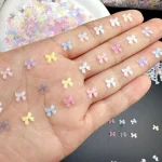 50 Transparent Bow Nail Art Parts Charms Bulk Shiny Mini Resin Ribbon Nail (New)