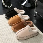 Fashion Fluffy Platform Soft Slippers for Women Plush Warm Cotton Shoes Comfortable Non Slip (New)