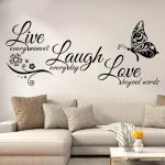 Live Laugh Love Butterfly Flower Wall Art Sticker Modern Wall Decals Quotes Vinyls (New)