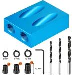 Woodworking Oblique Pocket Hole Locator Jig Kit 15 Degree Angle Drill Guide Set (New)