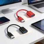 Type C to USB OTG Adapter Red Black Dual Color, Plug & Play Converter (New)