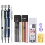 Mechanical Pencil Set 2 mm with 2B Black Colors Lead Refill For Writing Sketching (New)