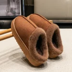 Fluffy Mens Slippers Winter with Thick Sole for Indoor Anti Slip and Warmth (New)