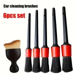 6 Car Wash Care Detailing Brush Set,for cleaning wheels, dashboards, vents and more,Car (New)