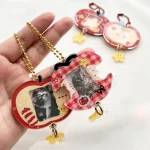1 Apple Shaped Acrylic Slide Photo Frame Pendantï¼Œ1inch Photo Storage Frame Card Holder Bag (New)