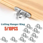 5 10 Hooks Eye Plate,Heavy Duty Stainless Steel Oblong Pad,Mount Wall U Hanger Ring (New)