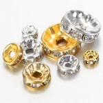 100 4 10mm Rhinestones Spacer Beads Alloy Wheel Beads for DIY Bracelets Necklaces Earrings (New)